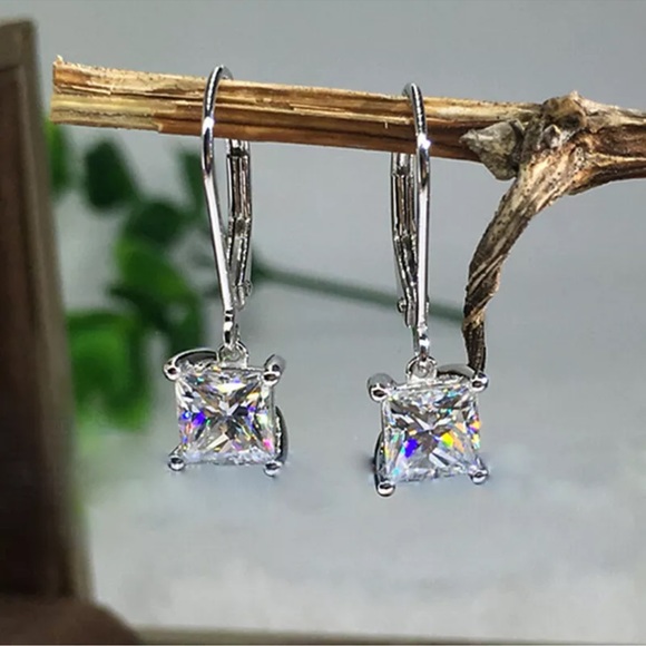 Elegant Silver Jewelry Drop Earrings for Women Cubic Zirconia - Picture 2 of 6